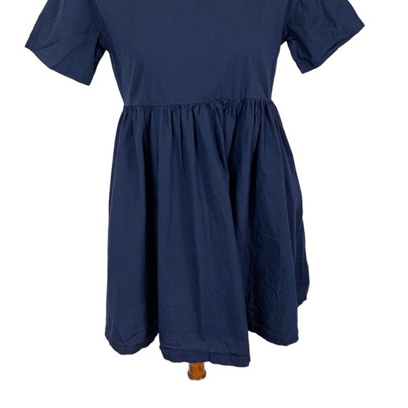 Hello Navy Fit And Flare Dress 6 Short Sleeve Back Zip Cottagecore Retro - Picture 3 of 9